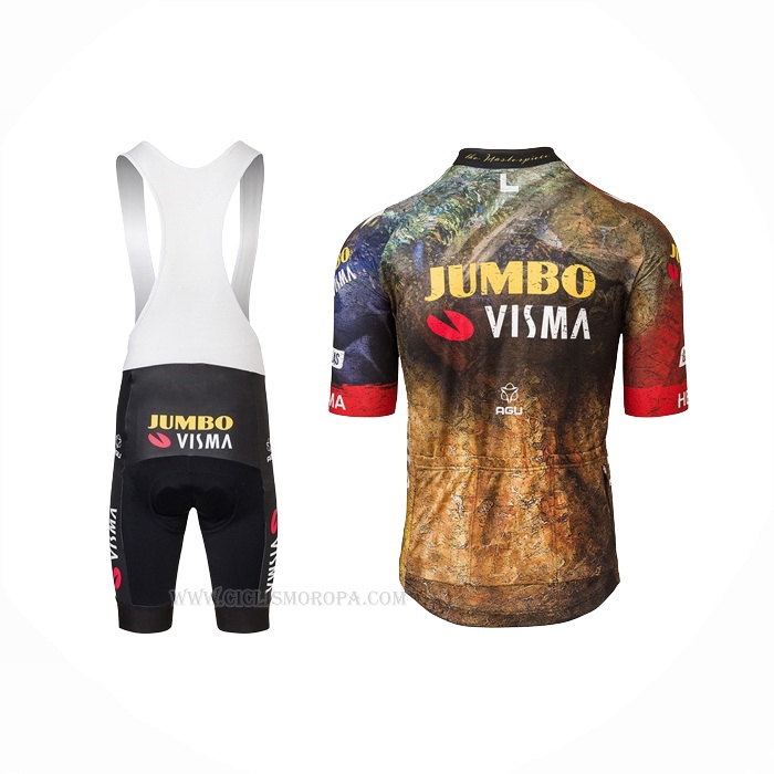 2022 Ropa Ciclismo Jumbo Visma Negro Naranja Mangas Corta y Culotte Corto